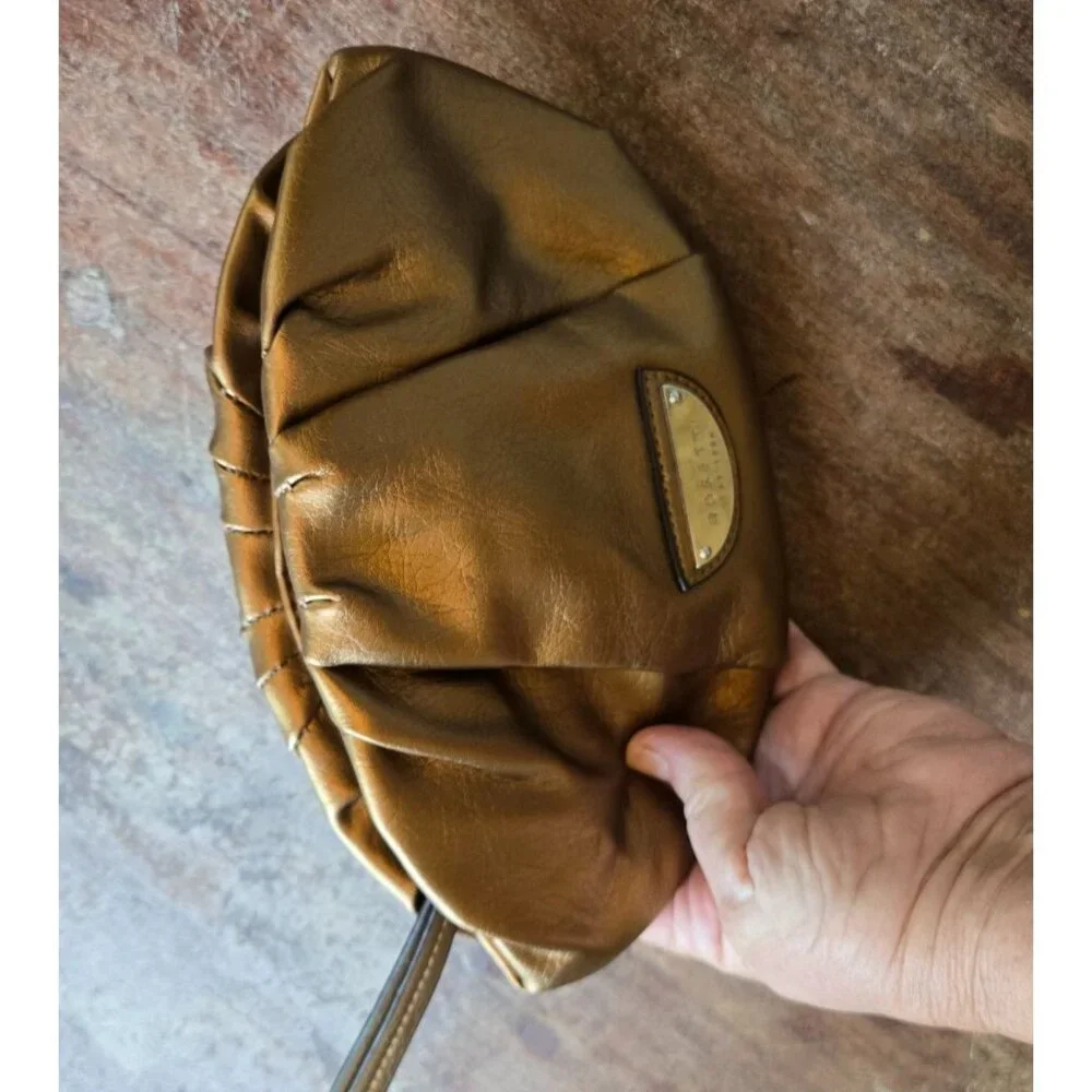 Clutch Bag Copper Metallic by Rosetti Faux Leather Zip Closure Formal or Casual
